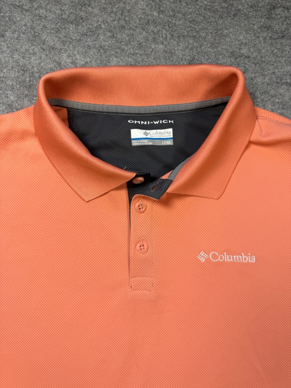 Columbia Sportswear Pink Salmon Short Sleeve Omni-Wick Polo Shirt, EUC, Mens L